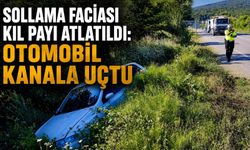 Sollama faciası kıl payı atlatıldı: Otomobil kanala uçtu