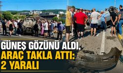 Güneş gözünü aldı, araç takla attı: 2 yaralı
