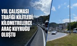 Yol çalışması trafiği kilitledi: Kilometrelerce araç kuyruğu oluştu