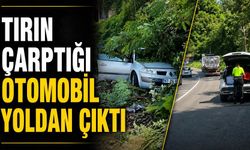 Tırın çarptığı otomobil yoldan çıktı