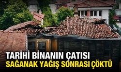 Tarihi binanın çatısı sağanak yağış sonrası çöktü
