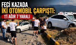 Feci kazada iki otomobil çarpıştı: 1'i ağır 7 yaralı
