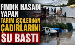 Fındık hasadı yapan tarım işçilerinin çadırlarını su bastı