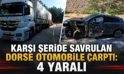 Karşı şeride savrulan dorse otomobile çarptı: 4 yaralı