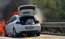 Alev topuna dönen otomobil kullanılamaz hale geldi