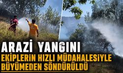Arazi yangını ekiplerin hızlı müdahalesiyle büyümeden söndürüldü