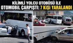 Kilimli yolcu otobüsü ile otomobil çarpıştı: 7 kişi yaralandı