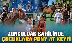 Zonguldak sahilinde çocuklara Pony at keyfi