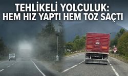 Tehlikeli yolculuk: Hem hız yaptı hem toz saçtı