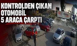 Kontrolden çıkan otomobil 5 araca çarptı