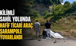 Kilimli sahil yolunda hafif ticari araç şarampole yuvarlandı