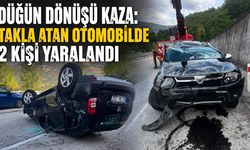 Düğün dönüşü kaza: Takla atan otomobilde 2 kişi yaralandı