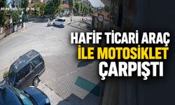 Hafif ticari araç ile motosiklet çarpıştı