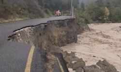 Dere taşma noktasına geldi: Hızlı akan sular yolu çökertti