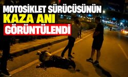 Motosiklet sürücüsünün kaza anı görüntülendi