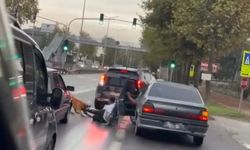 Köpeğin vatandaşı ayağından ısırıp sürüklediği anlar görüntülendi