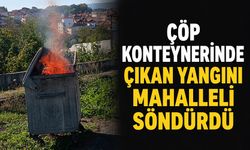 Çöp konteynerinde çıkan yangını mahalleli söndürdü
