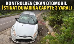 Kontrolden çıkan otomobil istinat duvarına çarptı: 3 yaralı