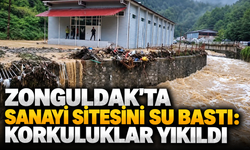Zonguldak'ta sanayi sitesini su bastı: Korkuluklar yıkıldı