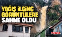 Yağış ilginç görüntülere sahne oldu