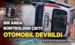 Bir anda kontrolden çıktı! Otomobil devrildi