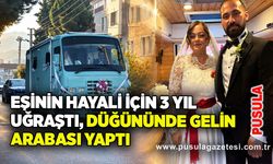 Eşinin hayali için 3 yıl uğraştı, düğününde gelin arabası yaptı