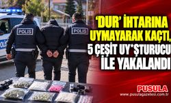 'Dur' ihtarına uymayarak kaçtı, 5 çeşit uy*şturucu ile yakalandı