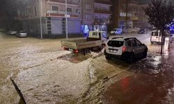 Yükseklerden inen sel suları ilçe merkezini esir aldı