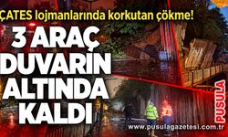 ÇATES lojmanlarında korkutan çökme! 3 araç duvarın altında kaldı