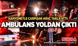 Kamyonetle çarpışan araç takla attı: Ambulans yoldan çıktı
