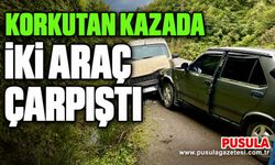 Korkutan kazada iki araç çarpıştı