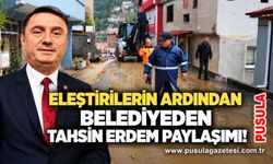 Eleştirilerin ardından belediyeden Tahsin Erdem paylaşımı!
