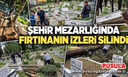 Şehir mezarlığında fırtınanın izleri silindi
