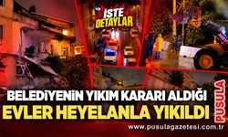 Belediyenin yıkım kararı aldığı evler heyelanla yıkıldı