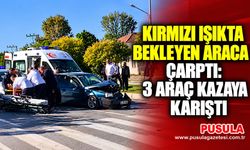 Kırmızı ışıkta bekleyen araca çarptı: 3 araç kazaya karıştı