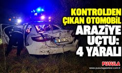 Kontrolden çıkan otomobil araziye uçtu: 4 yaralı