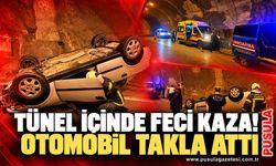 Tünel içinde feci kaza! Otomobil takla attı