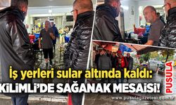 İş yerleri sular altında kaldı: Kilimli’de sağanak mesaisi!