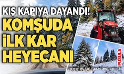 Kış kapıya dayandı! Komşuda ilk kar heyecanı