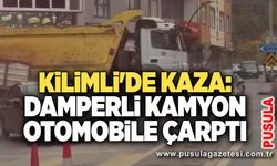 Kilimli'de kaza: Damperli kamyon otomobile çarptı