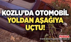 Kozlu’da otomobil yoldan aşağıya uçtu!
