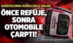 Önce refüje, sonra otomobile çarptı!