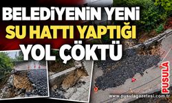 Belediyenin yeni su hattı yaptığı yol çöktü