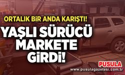 Yaşlı sürücü markete girdi!