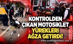Kontrolden çıkan motosiklet yürekleri ağza getirdi!