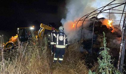Sera yangınında 800 saman balyası küle döndü