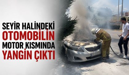 Seyir halindeki otomobilin motor kısmında yangın çıktı
