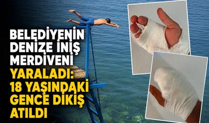 Belediyenin denize iniş merdiveni yaraladı: 18 yaşındaki gence dikiş atıldı