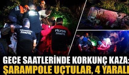 Gece saatlerinde korkunç kaza: Şarampole uçtular, 4 yaralı