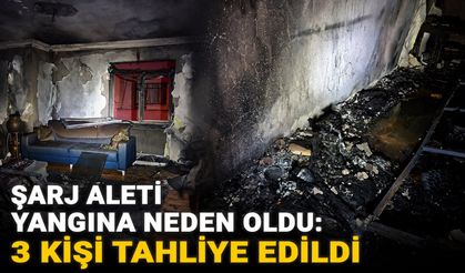 Şarj aleti yangına neden oldu: 3 kişi tahliye edildi